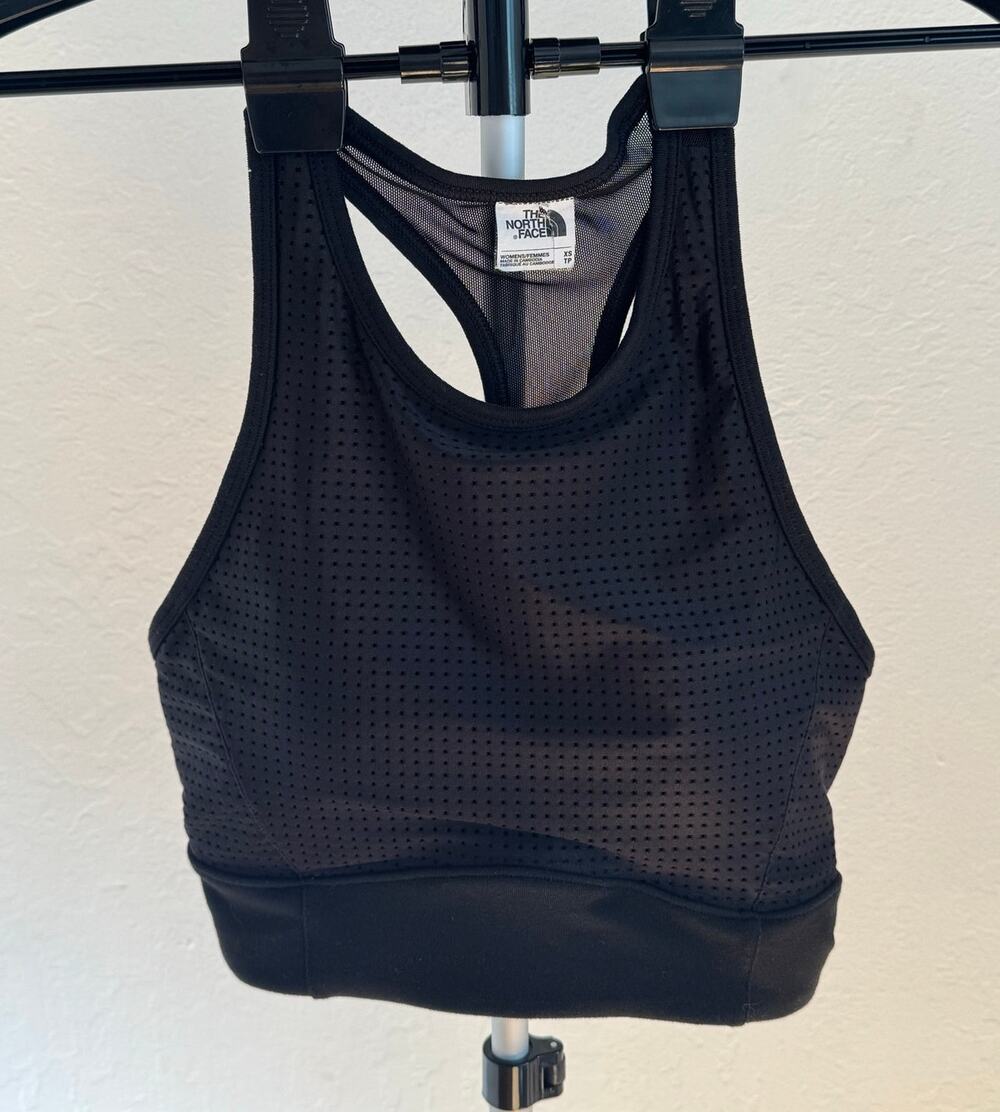 The North Face Flashdry Black Mesh Breathable Racerback Black Sports Bra - XS